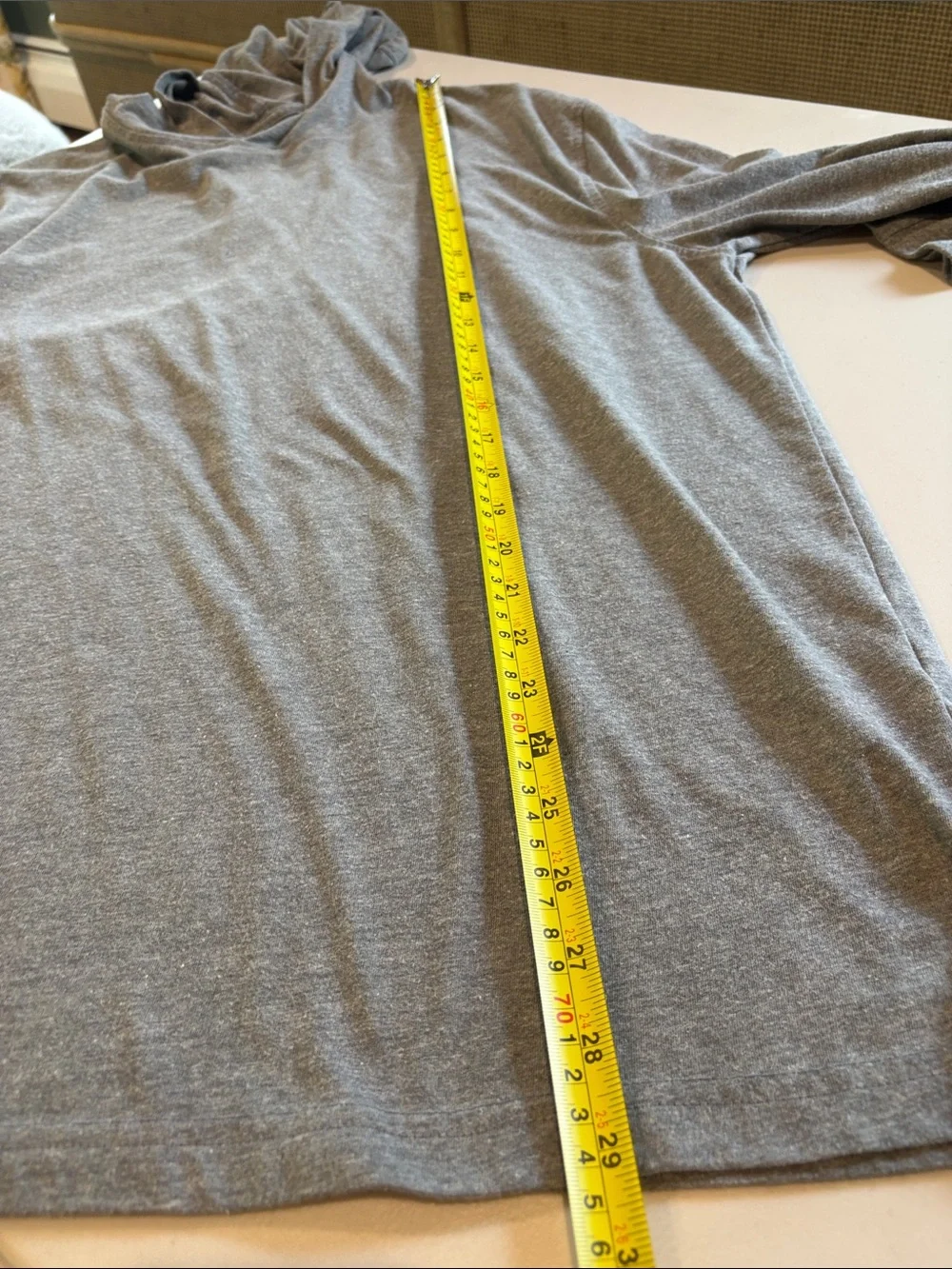 J. Crew - Men's long sleeve hooded t-shirt. Heathered Gray. Large.